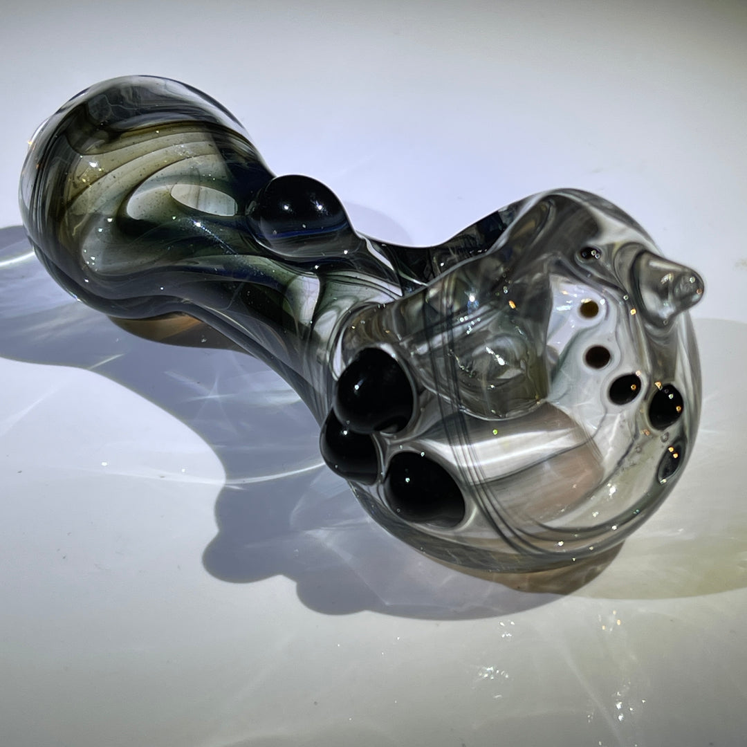 Black Smoke Sparkle Spoon Glass Pipe JHP Glass   