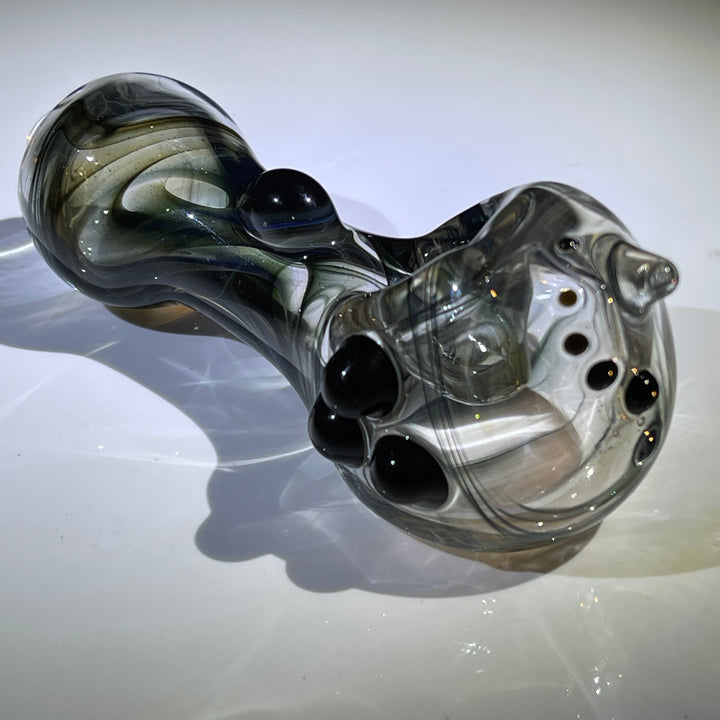 Black Smoke Sparkle Spoon Glass Pipe JHP Glass   