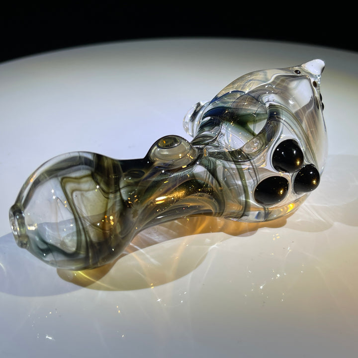 Black Smoke Sparkle Spoon Glass Pipe JHP Glass   
