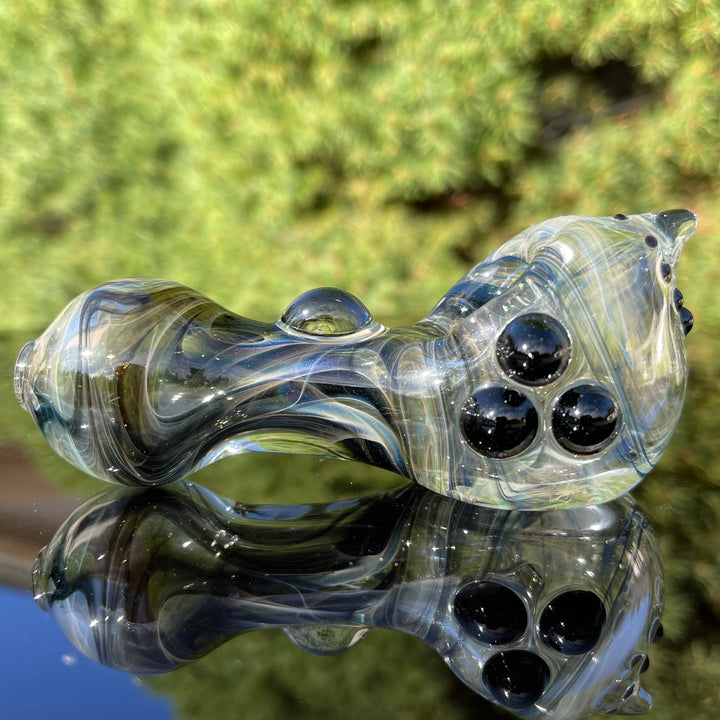 Black Smoke Sparkle Spoon Glass Pipe JHP Glass   