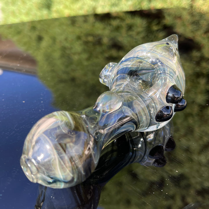 Black Smoke Sparkle Spoon Glass Pipe JHP Glass   