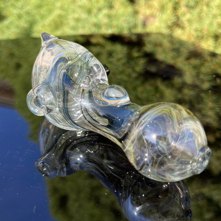 Black Smoke Sparkle Spoon Glass Pipe JHP Glass   