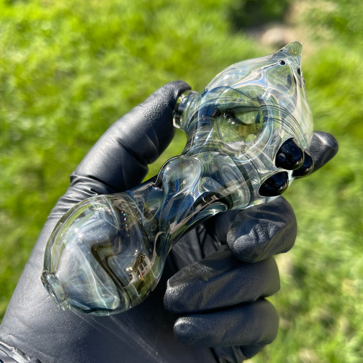Black Smoke Sparkle Spoon Glass Pipe JHP Glass   