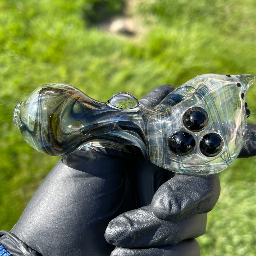 Black Smoke Sparkle Spoon Glass Pipe JHP Glass   
