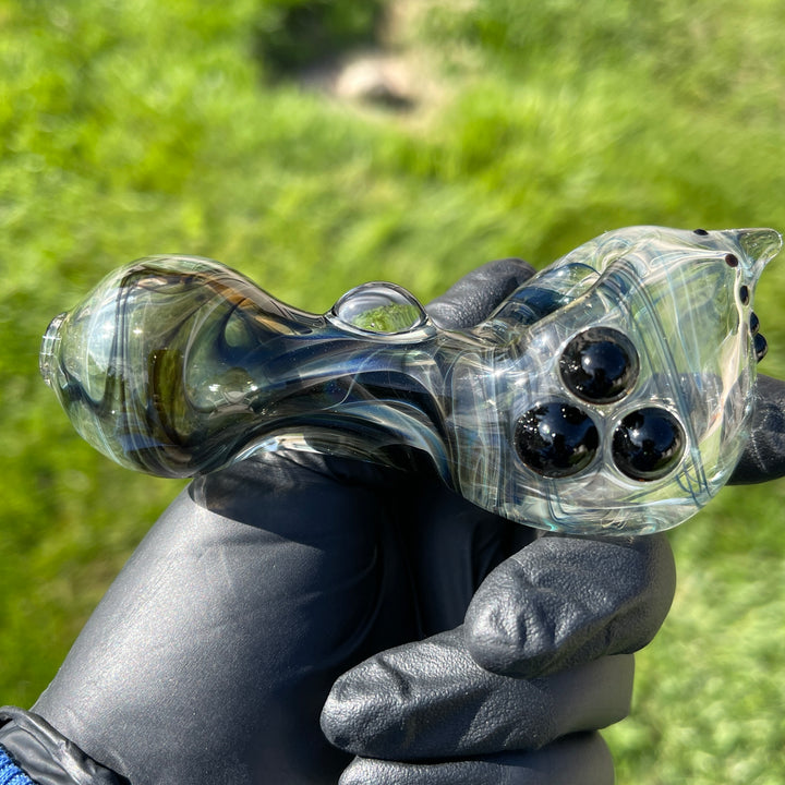 Black Smoke Sparkle Spoon Glass Pipe JHP Glass   