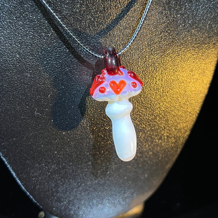 Pink Mushroom Heart Pendant Jewelry Beezy Glass   
