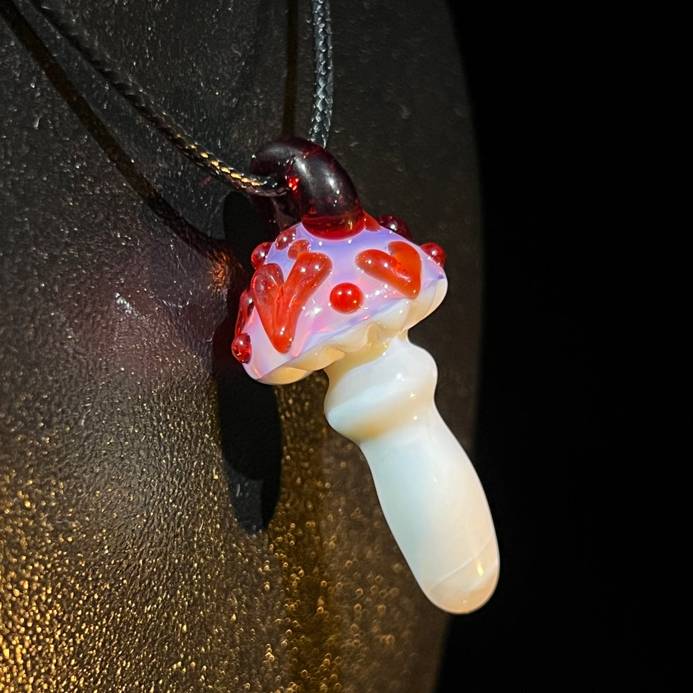 Pink Mushroom Heart Pendant Jewelry Beezy Glass   