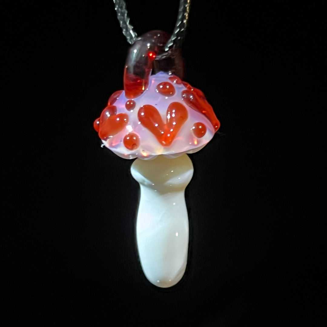 Pink Mushroom Heart Pendant Jewelry Beezy Glass   