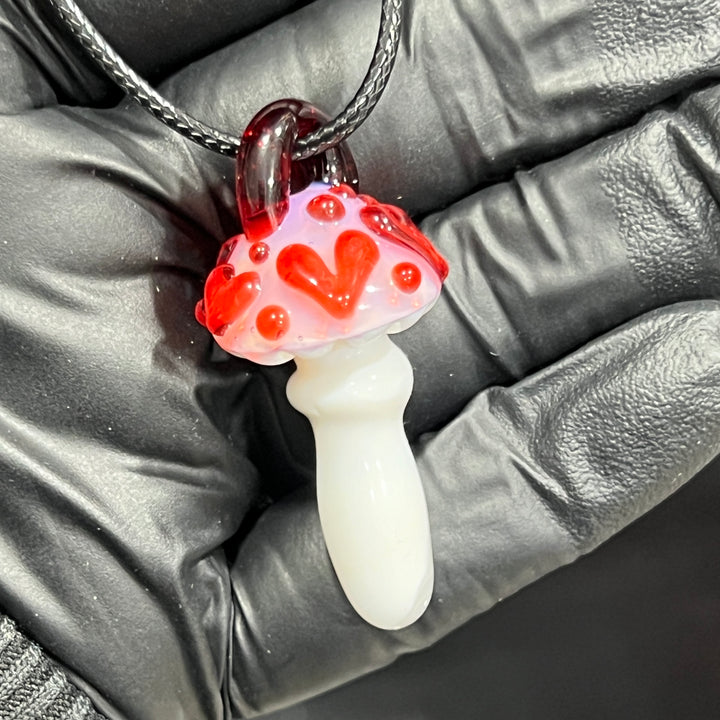 Pink Mushroom Heart Pendant Jewelry Beezy Glass   