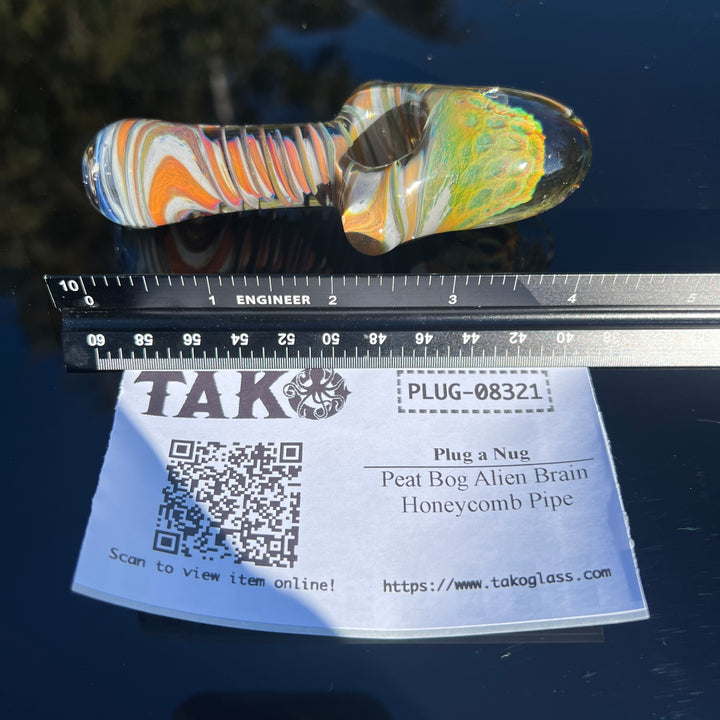 Peat Bog Alien Brain Honeycomb Pipe Glass Pipe Plug a Nug