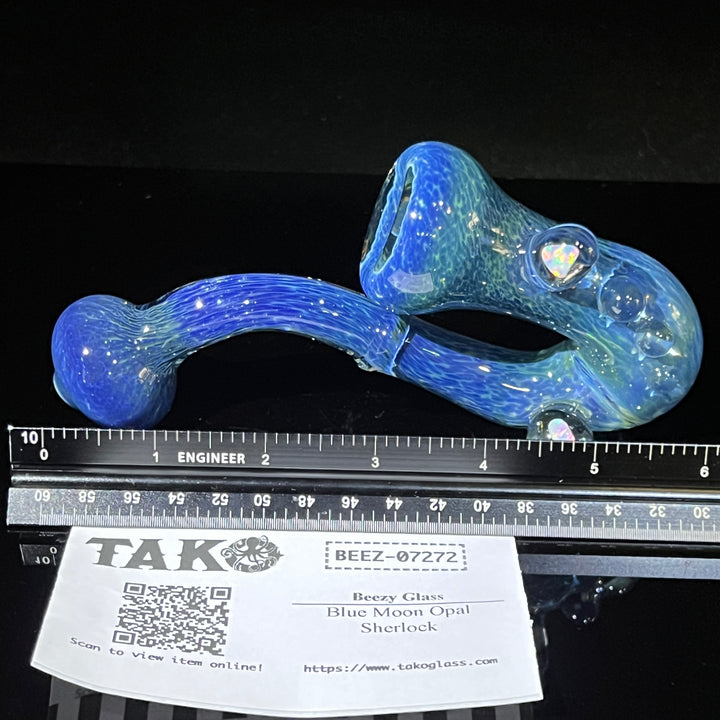 Blue Moon Opal Sherlock Glass Pipe Beezy Glass   