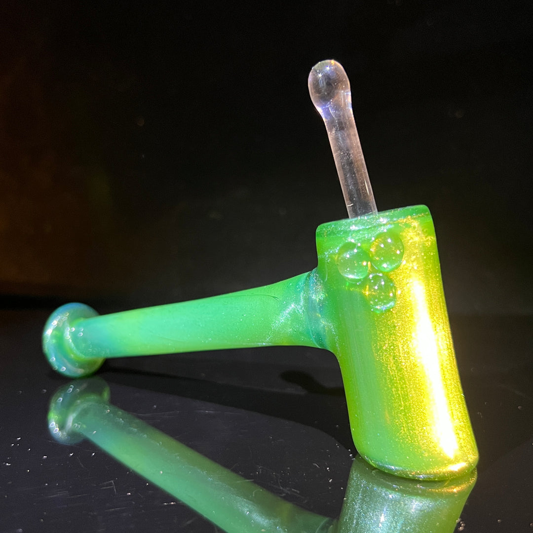 Green Stardust Ghost Hash Hammer Glass Pipe KOP Glass   