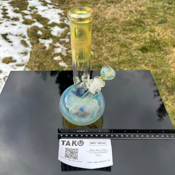 9" Fumed Bubble Bong Glass Pipe Mary Jane's Glass