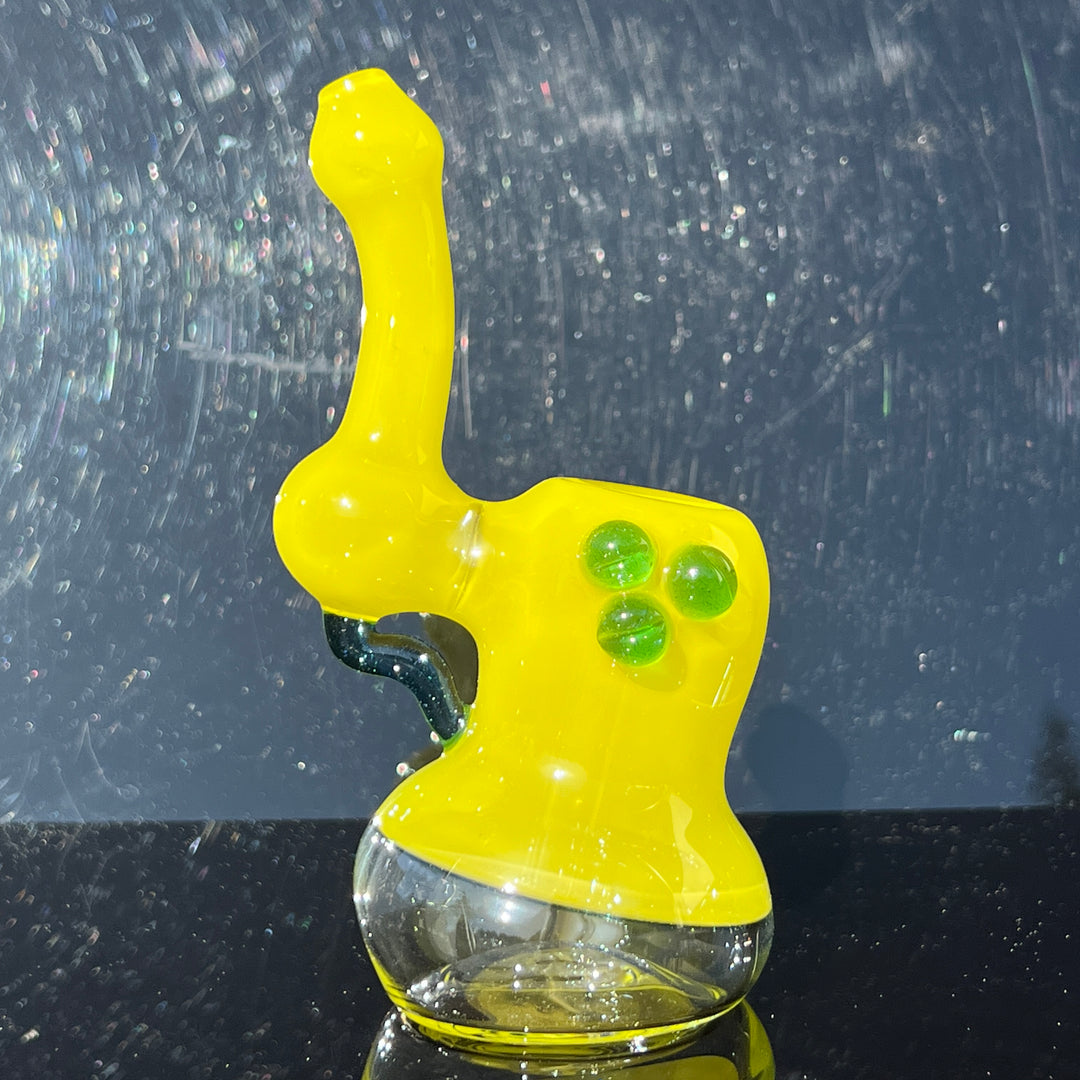 Yellow Marble Bubbler Glass Pipe Sable Haze   