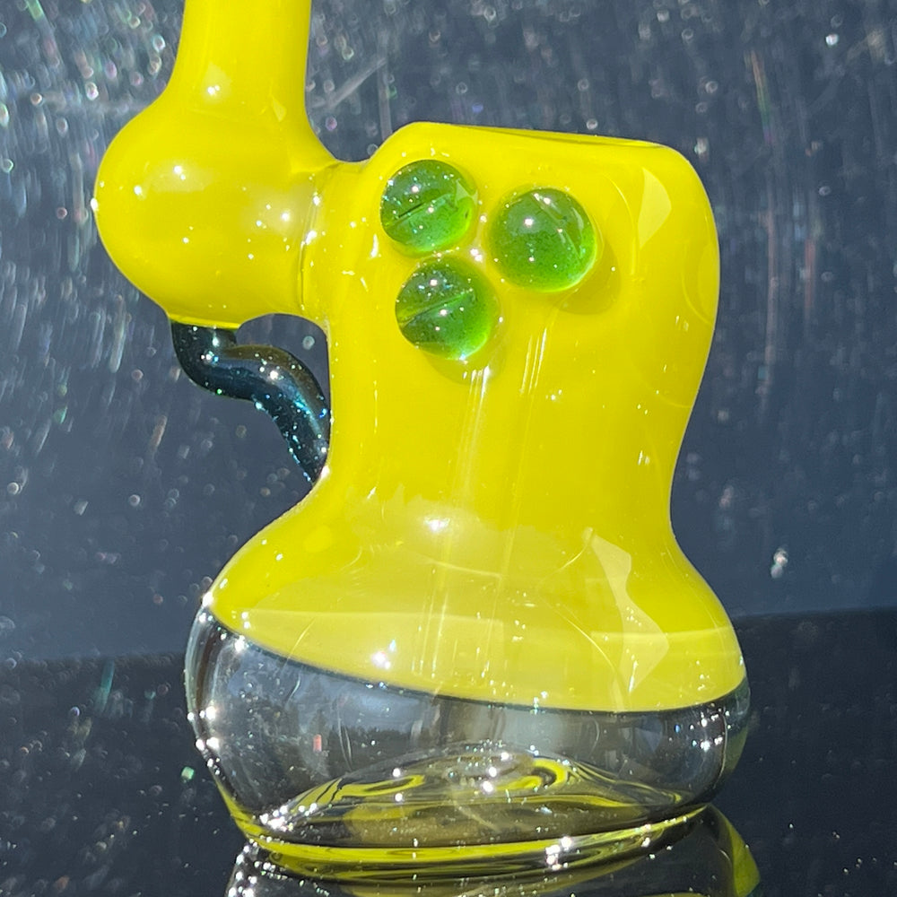 Yellow Marble Bubbler Glass Pipe Sable Haze   