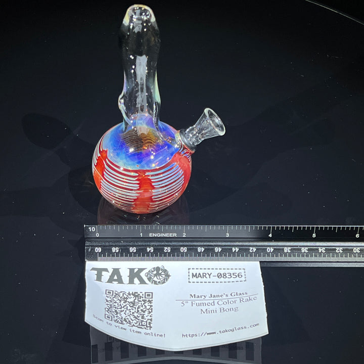 5" Fumed Color Rake Mini Bong Glass Pipe Mary Jane's Glass