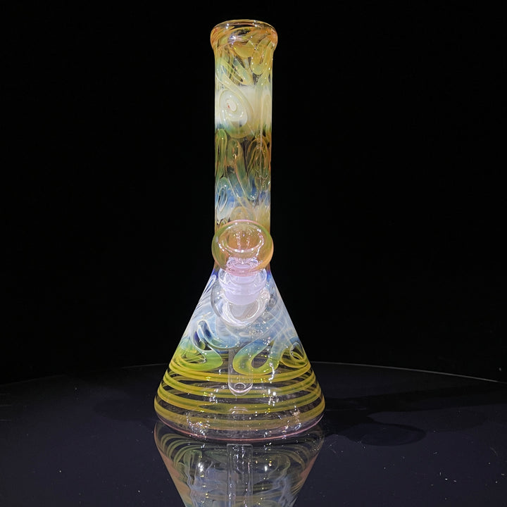 9" Fumed Squiggle Beaker Bong Glass Pipe Mary Jane's Glass