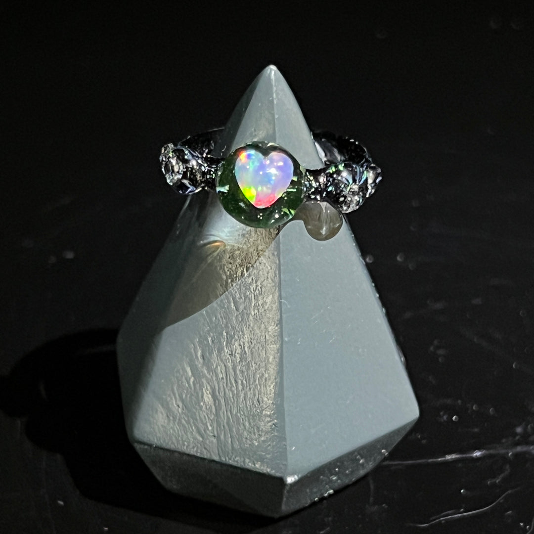 Chunky Heart Opal UV Glass Ring Jewelry Marni420   