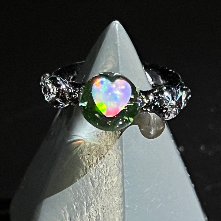 Chunky Heart Opal UV Glass Ring Jewelry Marni420   