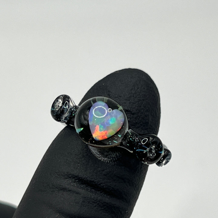 Chunky Heart Opal UV Glass Ring Jewelry Marni420   
