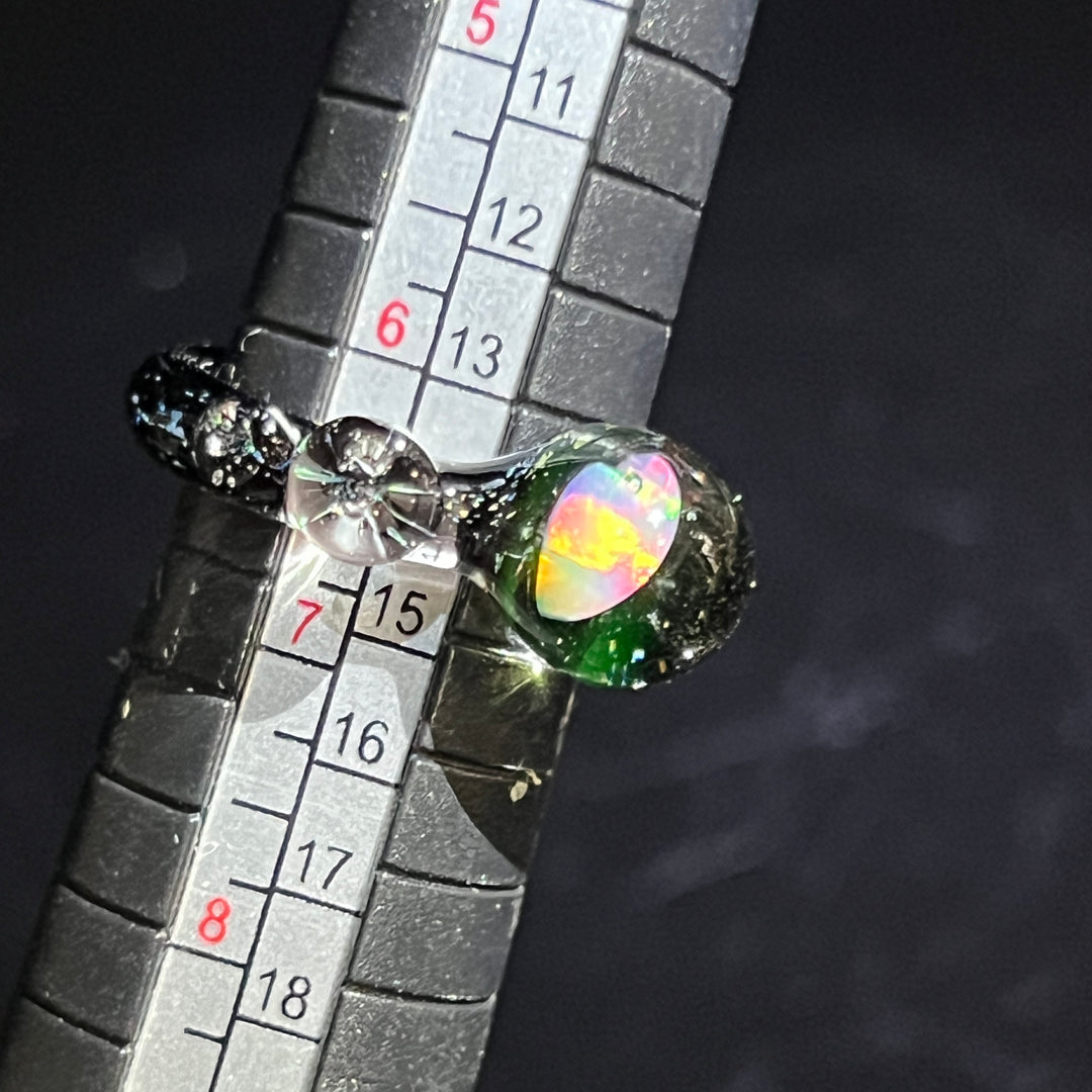 Chunky Heart Opal UV Glass Ring Jewelry Marni420   