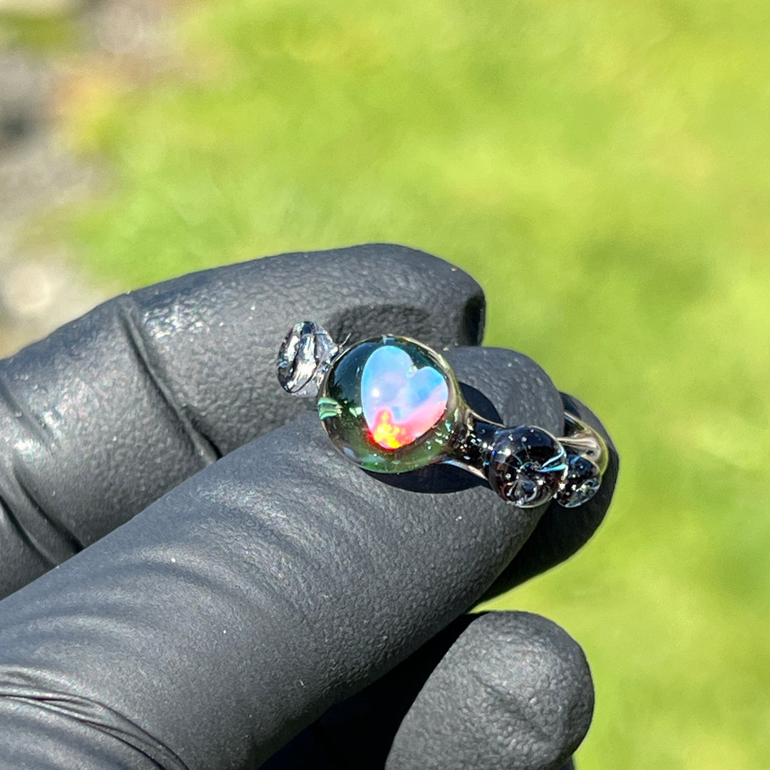 Chunky Heart Opal UV Glass Ring Jewelry Marni420   