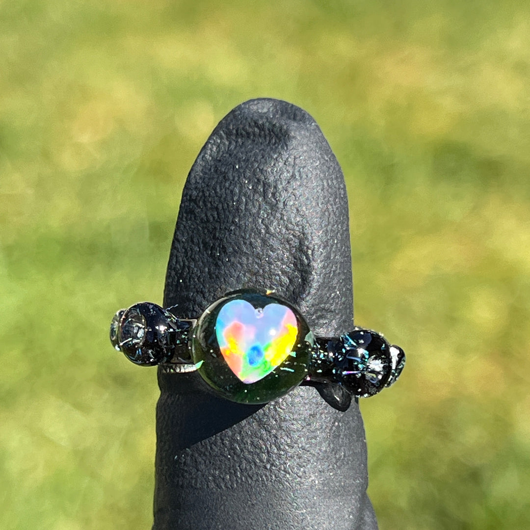 Chunky Heart Opal UV Glass Ring Jewelry Marni420   