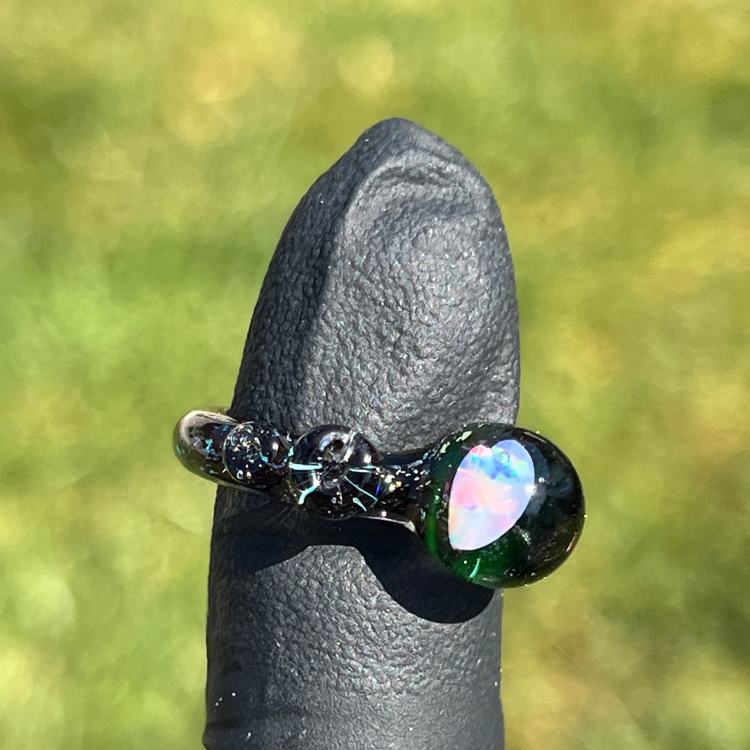 Chunky Heart Opal UV Glass Ring Jewelry Marni420   