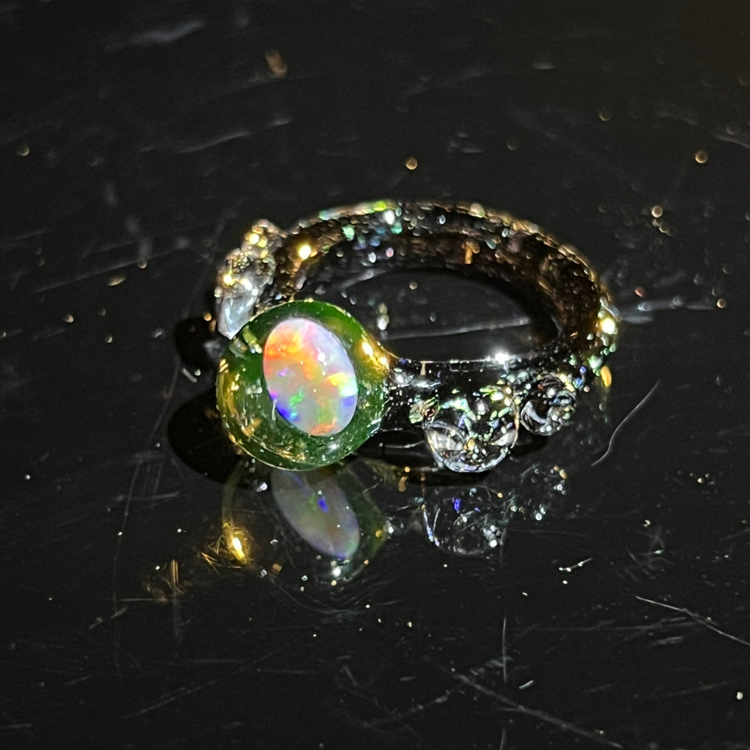 Chunky Opal UV Glass Ring Jewelry Marni420   