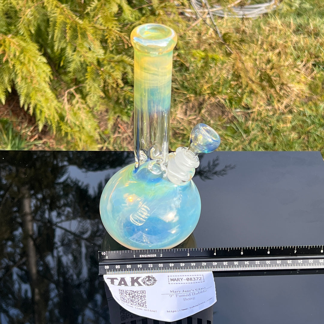 9" Fumed Bubble Bong Glass Pipe Mary Jane's Glass