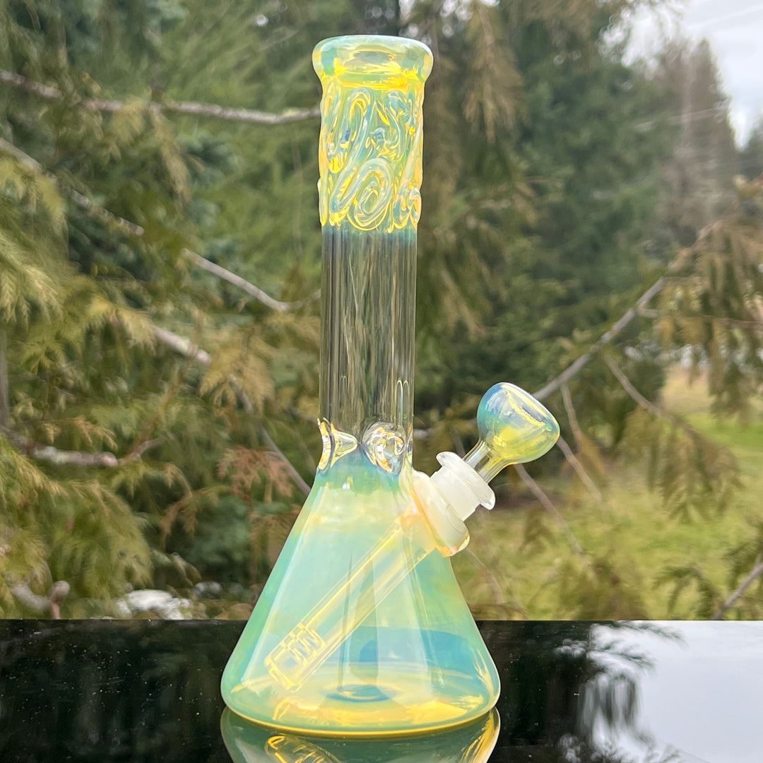 9" Fumed Squiggle Beaker Bong Glass Pipe Mary Jane's Glass