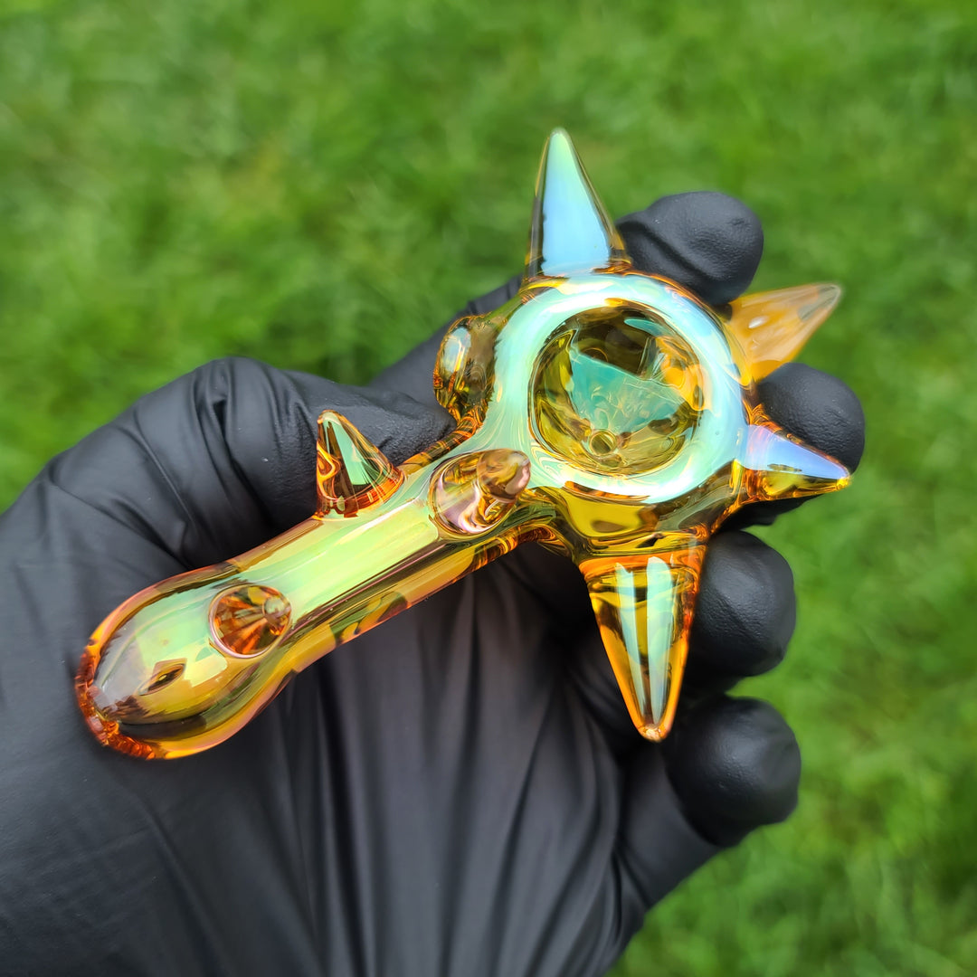 Metallic Gold Spike Fume Spoon Glass Pipe Kevin McMurray   