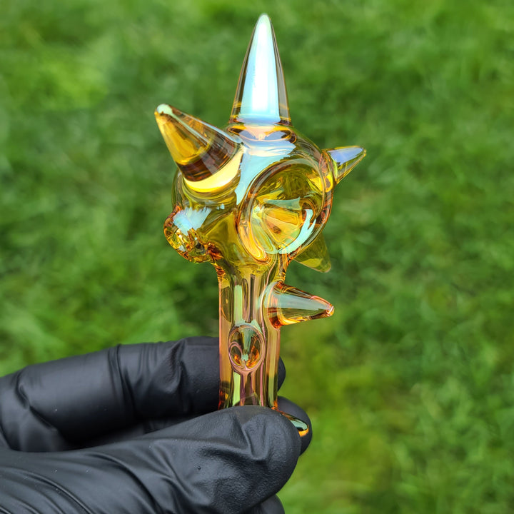 Metallic Gold Spike Fume Spoon Glass Pipe Kevin McMurray   