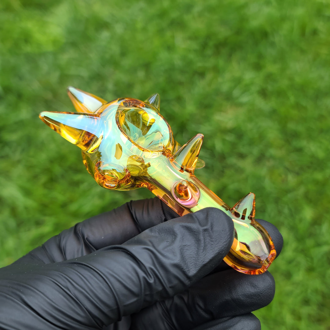 Metallic Gold Spike Fume Spoon Glass Pipe Kevin McMurray   