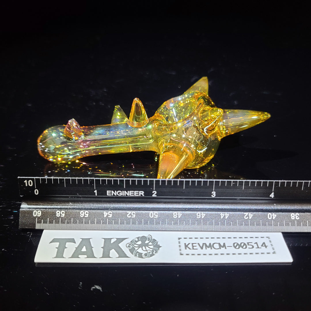 Metallic Gold Spike Fume Spoon Glass Pipe Kevin McMurray   