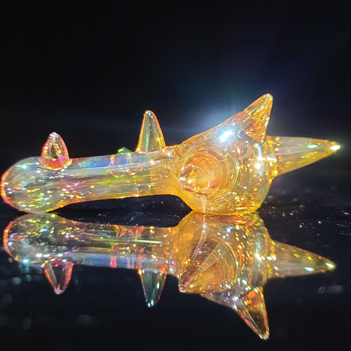 Metallic Gold Spike Fume Spoon Glass Pipe Kevin McMurray   