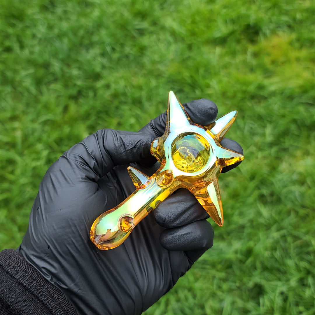 Metallic Gold Spike Fume Spoon Glass Pipe Kevin McMurray   