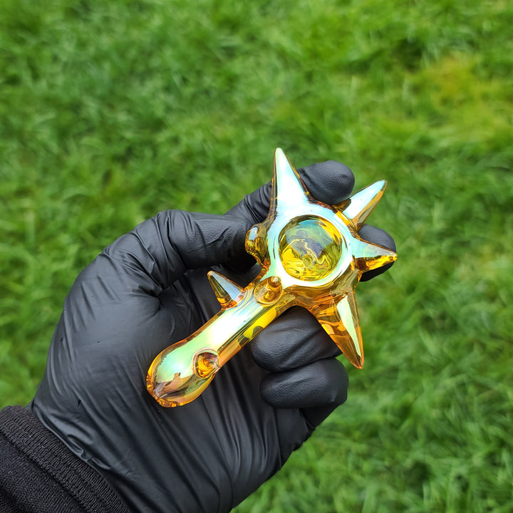 Metallic Gold Spike Fume Spoon Glass Pipe Kevin McMurray   