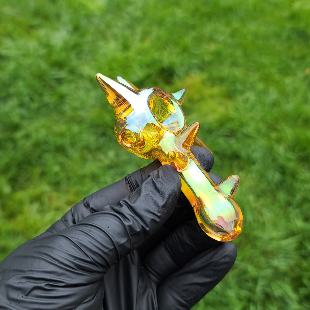 Metallic Gold Spike Fume Spoon Glass Pipe Kevin McMurray   