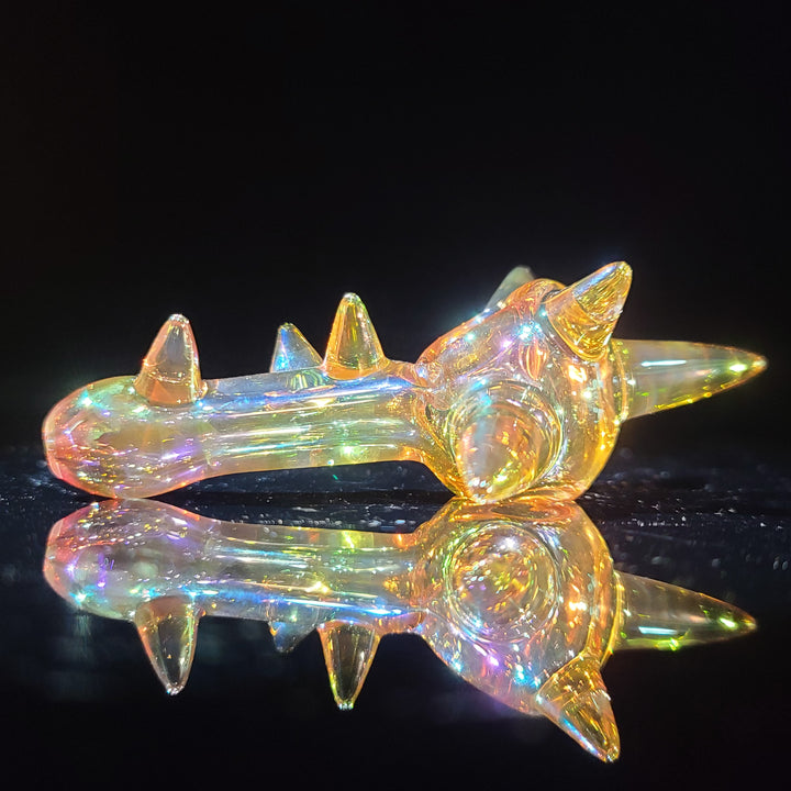 Metallic Gold Spike Fume Spoon Glass Pipe Kevin McMurray   