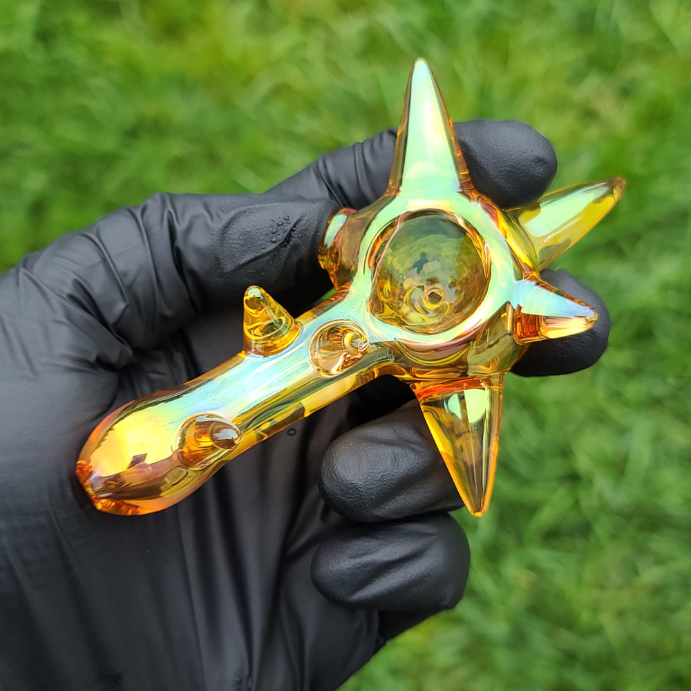 Metallic Gold Spike Fume Spoon Glass Pipe Kevin McMurray   