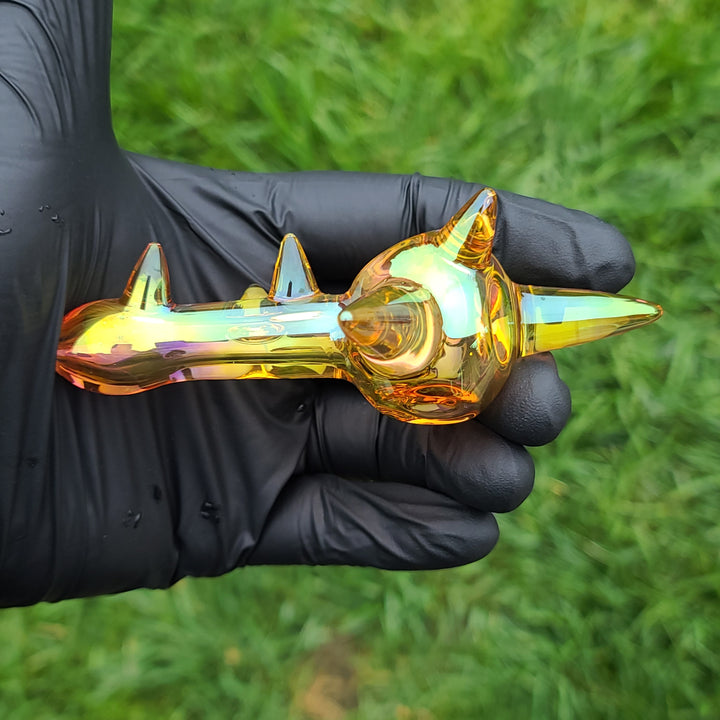 Metallic Gold Spike Fume Spoon Glass Pipe Kevin McMurray   