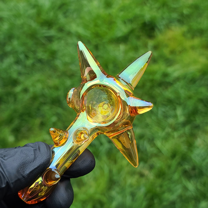 Metallic Gold Spike Fume Spoon Glass Pipe Kevin McMurray   