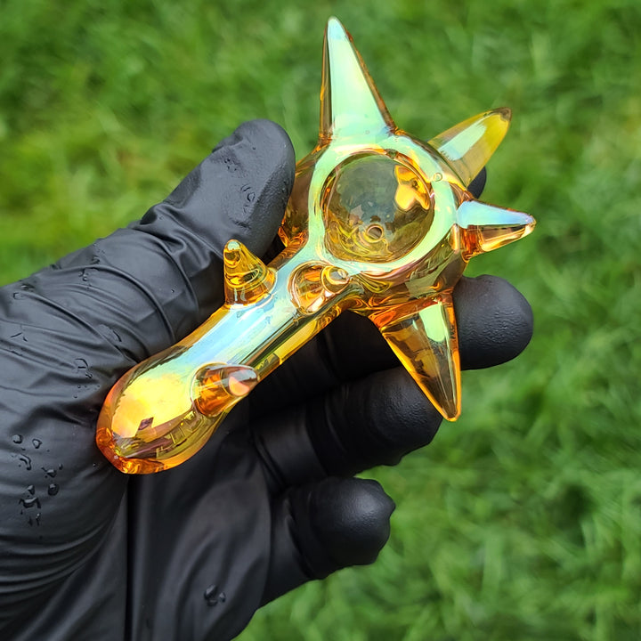 Metallic Gold Spike Fume Spoon Glass Pipe Kevin McMurray   