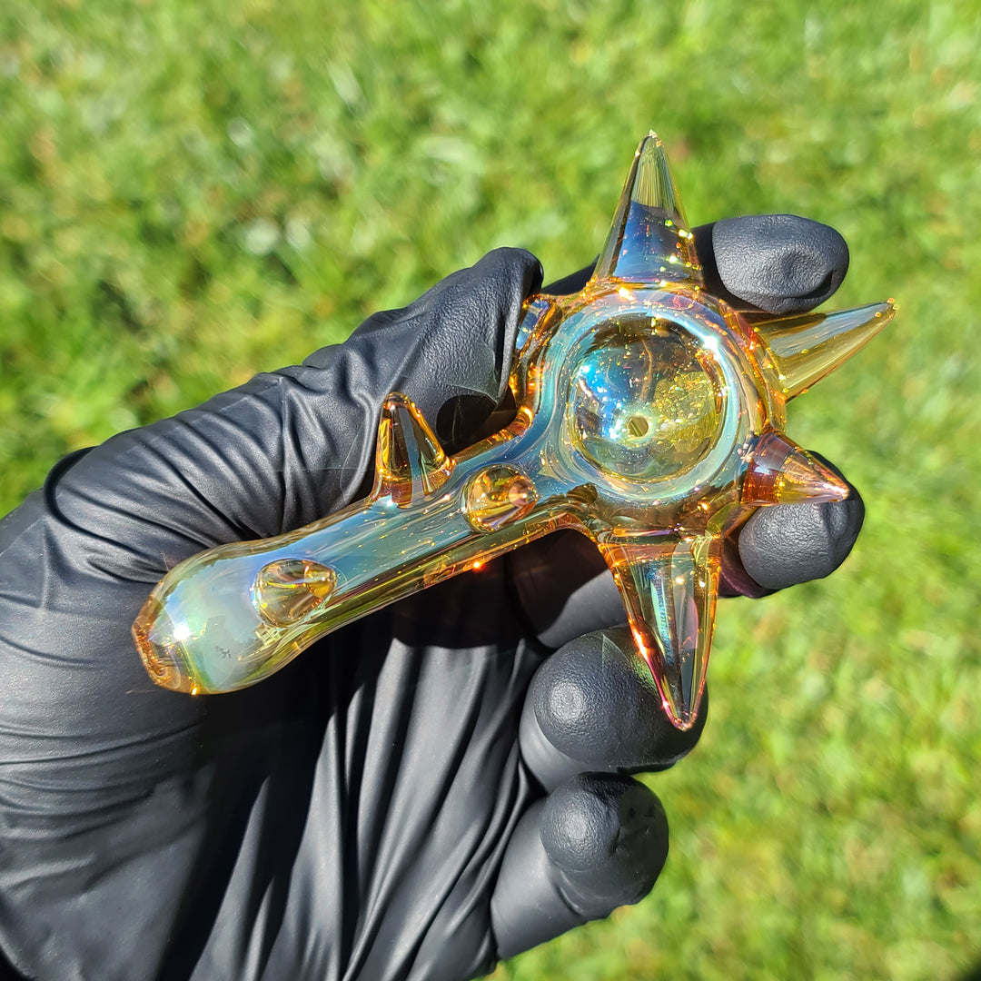 Metallic Gold Spike Fume Spoon Glass Pipe Kevin McMurray   