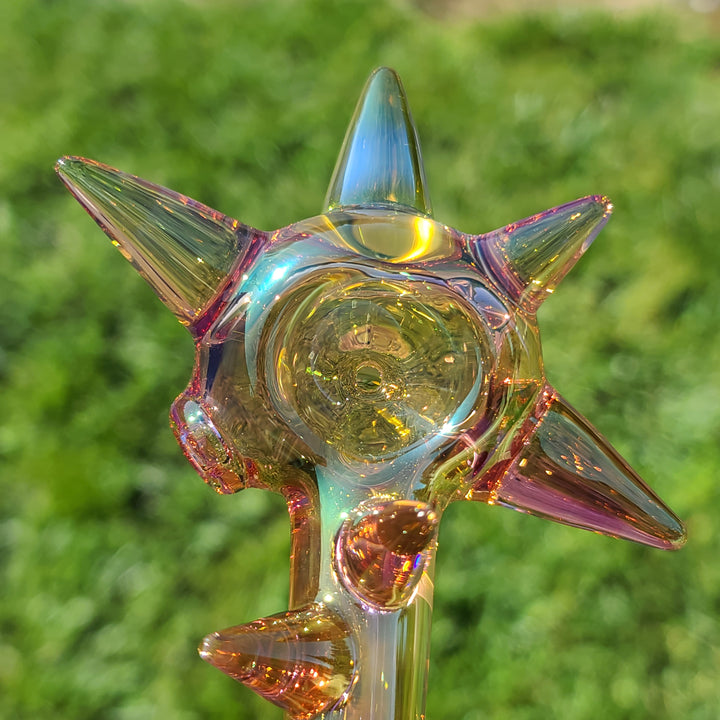 Metallic Gold Spike Fume Spoon Glass Pipe Kevin McMurray   