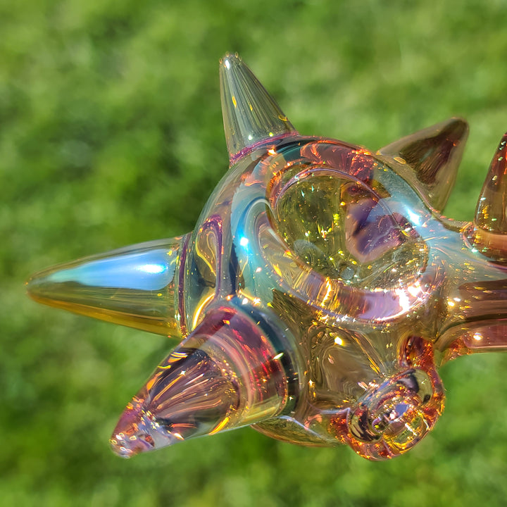 Metallic Gold Spike Fume Spoon Glass Pipe Kevin McMurray   