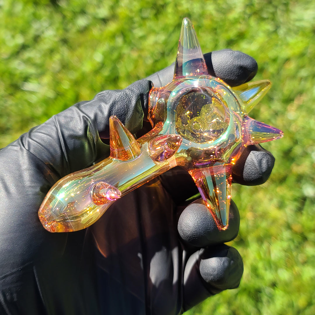 Metallic Gold Spike Fume Spoon Glass Pipe Kevin McMurray   