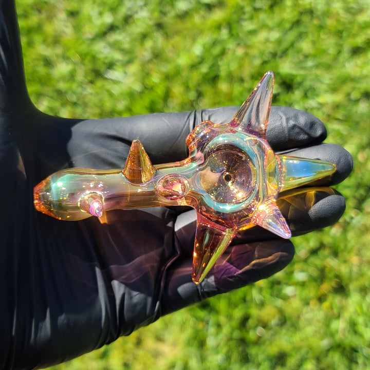 Metallic Gold Spike Fume Spoon Glass Pipe Kevin McMurray   