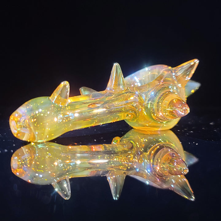 Metallic Gold Spike Fume Spoon Glass Pipe Kevin McMurray   